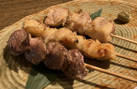 菜彩鶏の串焼き３種（もも、砂肝、手羽小間）