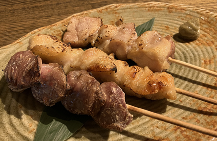 菜彩鶏の串焼き3種